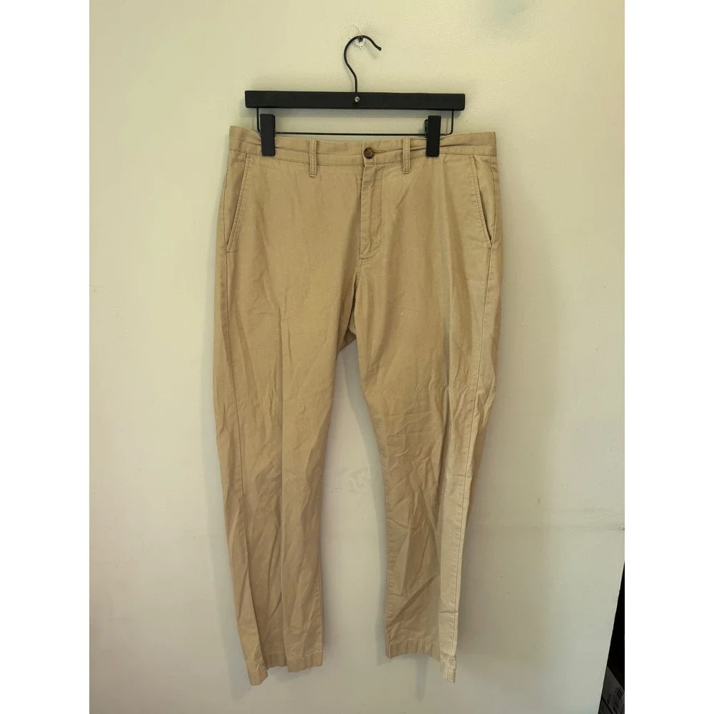 J.Crew Sutton Chino Pants Mens 33x32 Khaki Tan Cotton Twill Straight Leg 1785